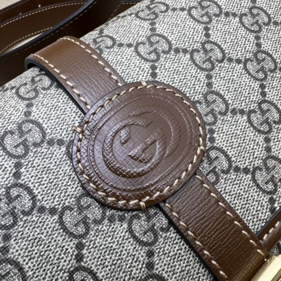 Replica Gucci GG messenger bag with Interlocking G 745679 Brown Fake Gucci GG messenger bag with Interlocking G 745679 Brown Replica