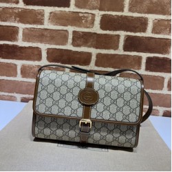 Fake Gucci GG messenger bag with Interlocking G 745679 Brown Replica