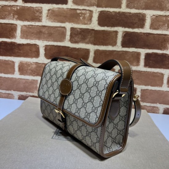 Replica Gucci GG messenger bag with Interlocking G 745679 Brown Fake Gucci GG messenger bag with Interlocking G 745679 Brown Replica