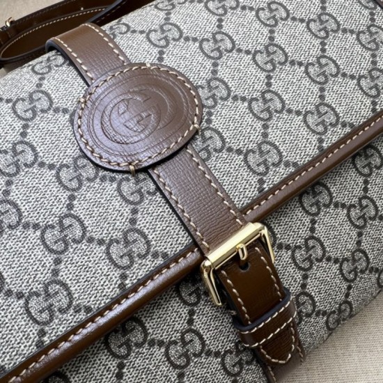 Replica Gucci GG messenger bag with Interlocking G 745679 Brown Fake Gucci GG messenger bag with Interlocking G 745679 Brown Replica