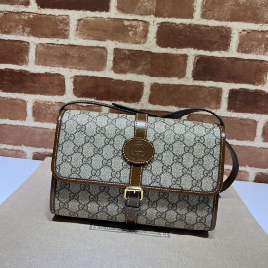 Replica Gucci GG messenger bag with Interlocking G 745679 Brown Fake Gucci GG messenger bag with Interlocking G 745679 Brown Replica