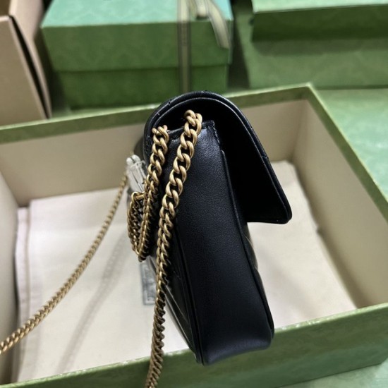 Replica Gucci GG Marmont Mini Card Case Chain Wallet 751526 Black