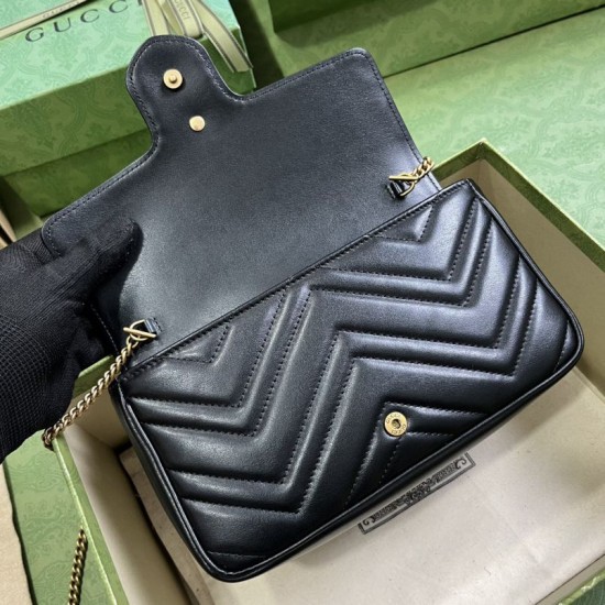 Replica Gucci GG Marmont Mini Card Case Chain Wallet 751526 Black