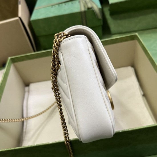 Replica Gucci GG Marmont Mini Card Case Chain Wallet 751526 White