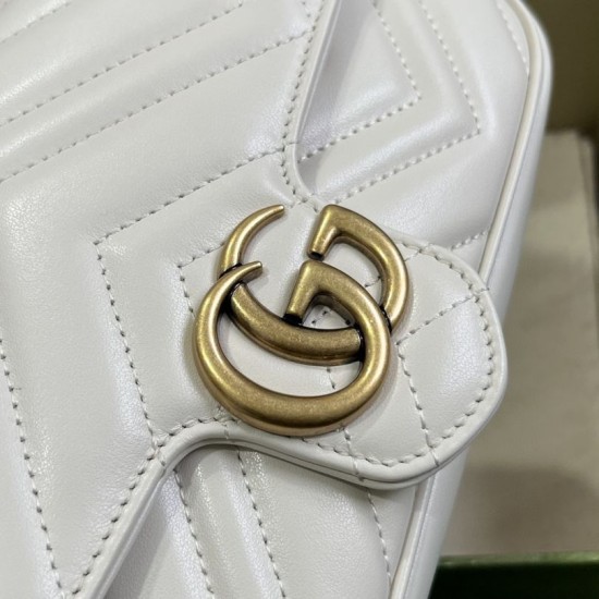 Replica Gucci GG Marmont Mini Card Case Chain Wallet 751526 White