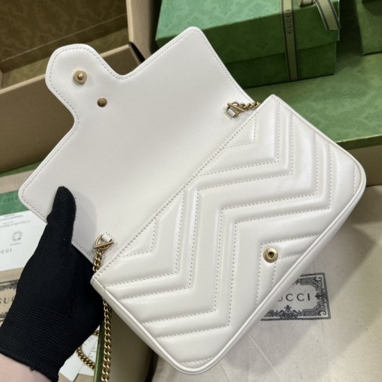 Replica Gucci GG Marmont Mini Card Case Chain Wallet 751526 White