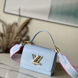 Replica Louis Vuitton Twist PM Bag M22515 Blue 19cm