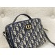 Replica Christian Dior Caro Box Bag with Chain Dior Oblique Jacquard Blue Replica Christian Dior Caro Box Bag with Chain Dior Oblique Jacquard Blue