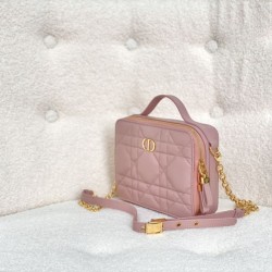 Replica Christian Dior Caro Box Bag with Chain Pink