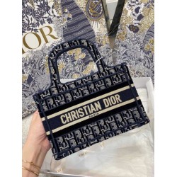 Fake Christian Dior Mini Book Tote Bag Dior Oblique Embroidered Velvet Blue Replica