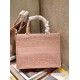 Fake Christian Dior Small Book Tote Bag Cannage Embroidery Pink Replica