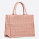 Fake Christian Dior Small Book Tote Bag Cannage Embroidery Pink Replica