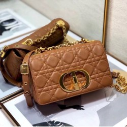 Replica Christian Dior Small Caro Bag Cannage Calfskin Brown