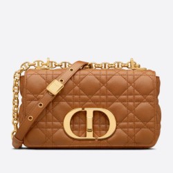 Replica Christian Dior Small Caro Bag Cannage Calfskin Brown