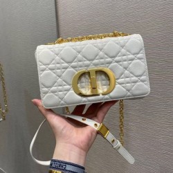 Replica Christian Dior Small Caro Bag Cannage Calfskin White