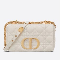 Replica Christian Dior Small Caro Bag Cannage Calfskin White