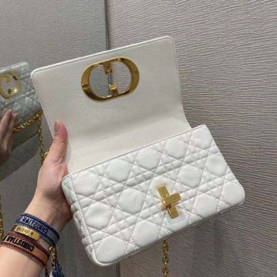 Replica Christian Dior Small Caro Bag Cannage Calfskin White Replica Christian Dior Small Caro Bag Cannage Calfskin White