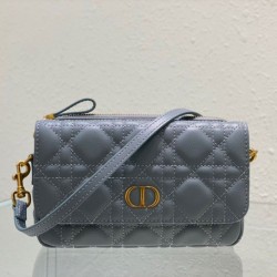 Replica Christian Dior Caro Pouch Cannage Calfskin Blue