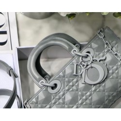 Fake Christian Dior Lady D-Joy Bag Calfskin with Diamond Motif Grey Replica Fake Christian Dior Lady D-Joy Bag Calfskin with Diamond Motif Grey Replica