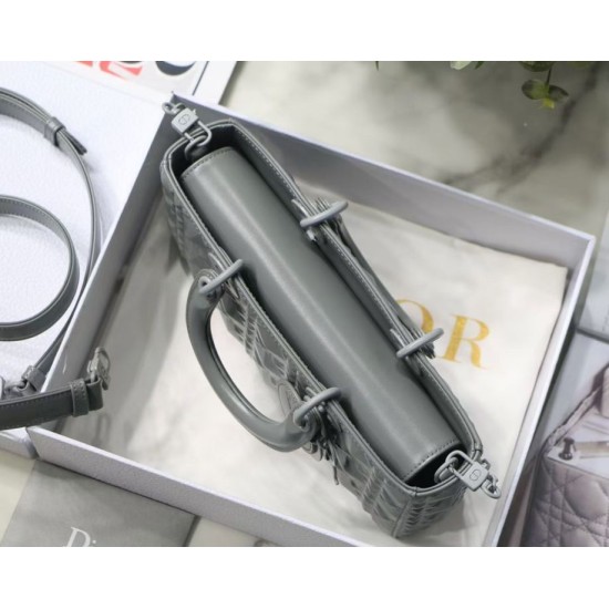 Fake Christian Dior Lady D-Joy Bag Calfskin with Diamond Motif Grey Replica Fake Christian Dior Lady D-Joy Bag Calfskin with Diamond Motif Grey Replica