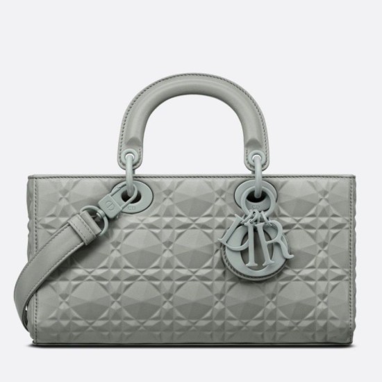 Fake Christian Dior Lady D-Joy Bag Calfskin with Diamond Motif Grey Replica Fake Christian Dior Lady D-Joy Bag Calfskin with Diamond Motif Grey Replica