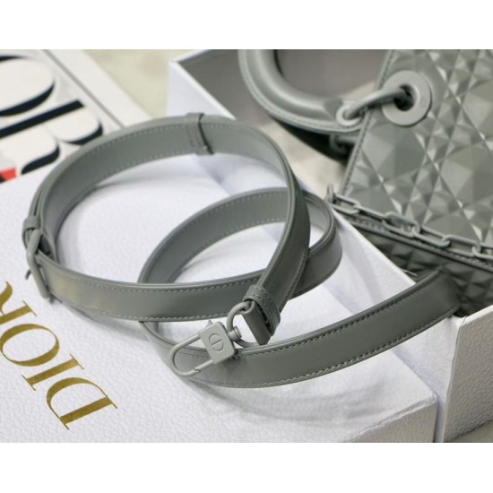 Fake Christian Dior Lady D-Joy Bag Calfskin with Diamond Motif Grey Replica Fake Christian Dior Lady D-Joy Bag Calfskin with Diamond Motif Grey Replica