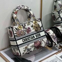 Replica Christian Dior Medium Lady D-Lite Bag Jardin Botanique Embroidery White