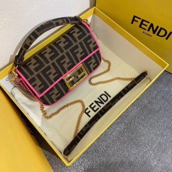 Replica Mini Baguette Bag FF Fabric With Fuchsia Trim