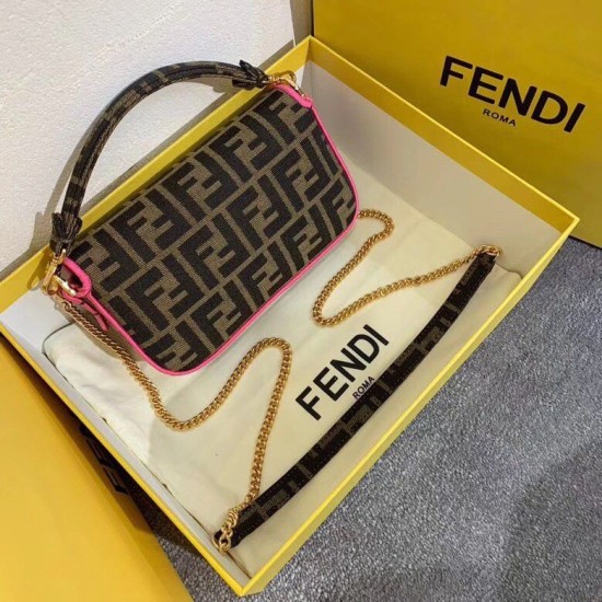 Fake Mini Baguette Bag FF Fabric With Fuchsia Trim Replica Replica Mini Baguette Bag FF Fabric With Fuchsia Trim