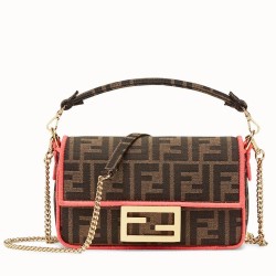 Replica Mini Baguette Bag FF Fabric With Fuchsia Trim
