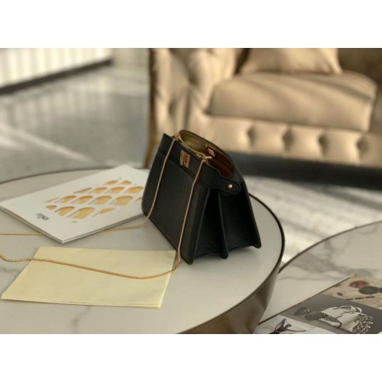 Fake Peekaboo ISeeU Pochette Bag Black Replica Replica Peekaboo ISeeU Pochette Bag Black