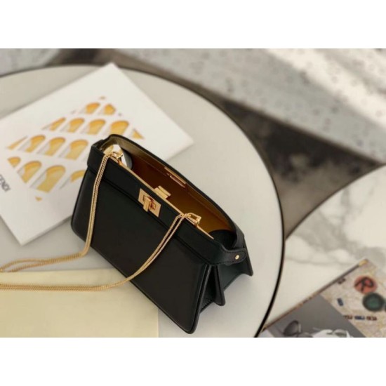 Fake Peekaboo ISeeU Pochette Bag Black Replica Replica Peekaboo ISeeU Pochette Bag Black