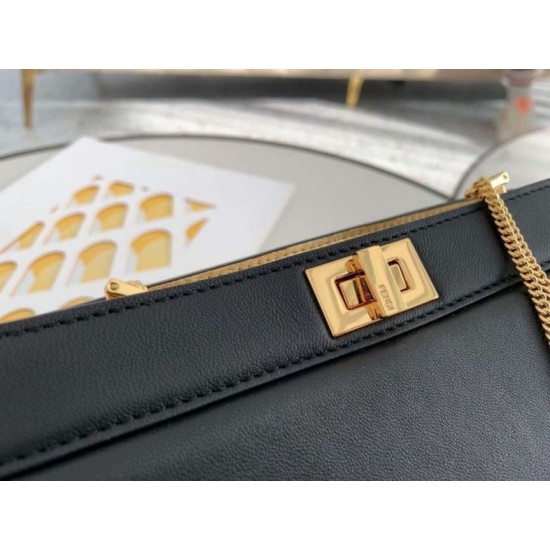 Fake Peekaboo ISeeU Pochette Bag Black Replica Replica Peekaboo ISeeU Pochette Bag Black