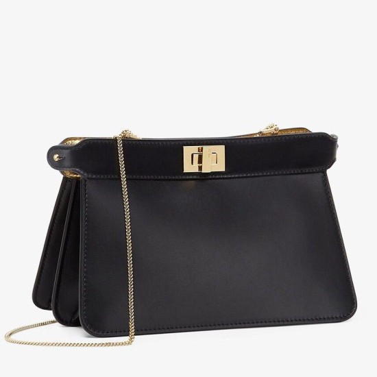Fake Peekaboo ISeeU Pochette Bag Black Replica Replica Peekaboo ISeeU Pochette Bag Black