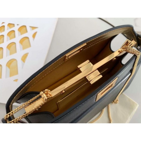 Fake Peekaboo ISeeU Pochette Bag Black Replica Replica Peekaboo ISeeU Pochette Bag Black