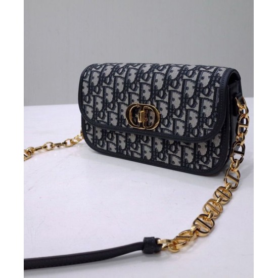 Fake Christian Dior 30 Montaigne Avenue Bag Dark Blue Replica