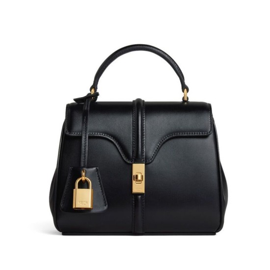 Replica Celine Mini 16 Bag Natural Calfskin Black Replica Celine Mini 16 Bag Natural Calfskin Black