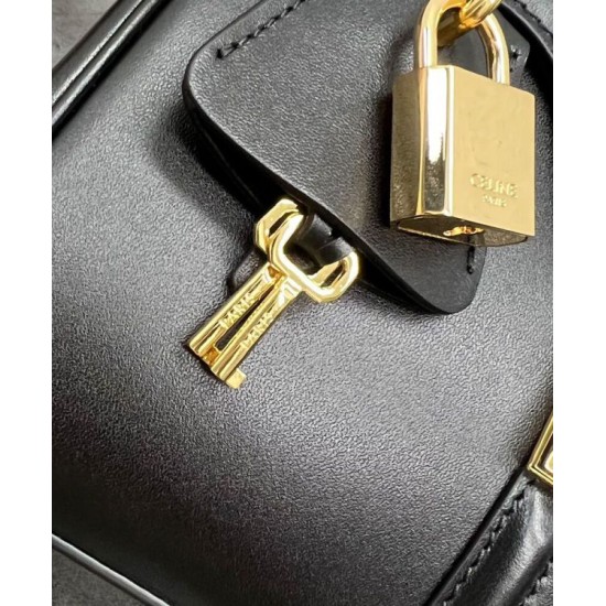 Replica Celine Mini 16 Bag Natural Calfskin Black Replica Celine Mini 16 Bag Natural Calfskin Black