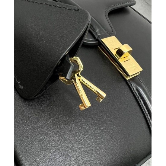 Replica Celine Mini 16 Bag Natural Calfskin Black Replica Celine Mini 16 Bag Natural Calfskin Black
