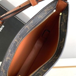 Fake Celine Medium Celine Croque Bag Triomphe Canvas And Calfskin Coffee Replica
