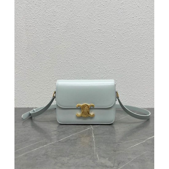 Fake Celine Teen Triomphe Bag Shiny Calfskin Blue Replica