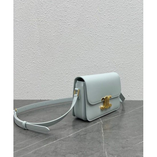 Fake Celine Teen Triomphe Bag Shiny Calfskin Blue Replica