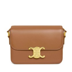 Fake Celine Teen Triomphe Bag Shiny Calfskin Coffee Replica