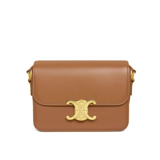 Fake Celine Teen Triomphe Bag Shiny Calfskin Coffee Replica
