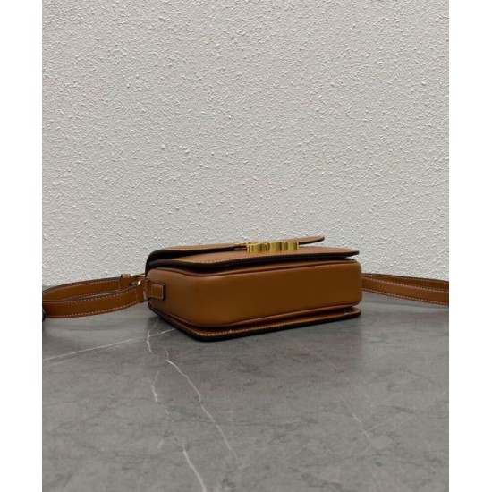 Fake Celine Teen Triomphe Bag Shiny Calfskin Coffee Replica
