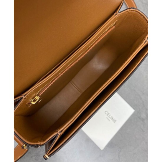 Fake Celine Teen Triomphe Bag Shiny Calfskin Coffee Replica