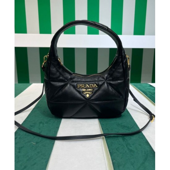 Fake Prada Nappa-leather Mini Bag With Topstitching 1BA384 Black Replica Replica Prada Nappa-leather Mini Bag With Topstitching 1BA384 Black