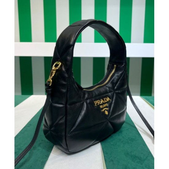 Fake Prada Nappa-leather Mini Bag With Topstitching 1BA384 Black Replica Replica Prada Nappa-leather Mini Bag With Topstitching 1BA384 Black
