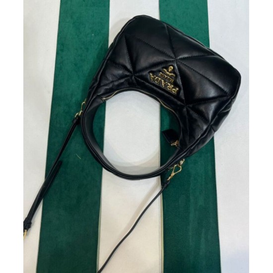 Fake Prada Nappa-leather Mini Bag With Topstitching 1BA384 Black Replica Replica Prada Nappa-leather Mini Bag With Topstitching 1BA384 Black
