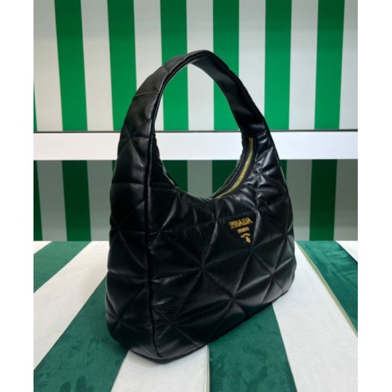 Fake Prada Large Topstitched Nappa-leather Bag 1BC183 Black Replica Replica Prada Large Topstitched Nappa-leather Bag 1BC183 Black